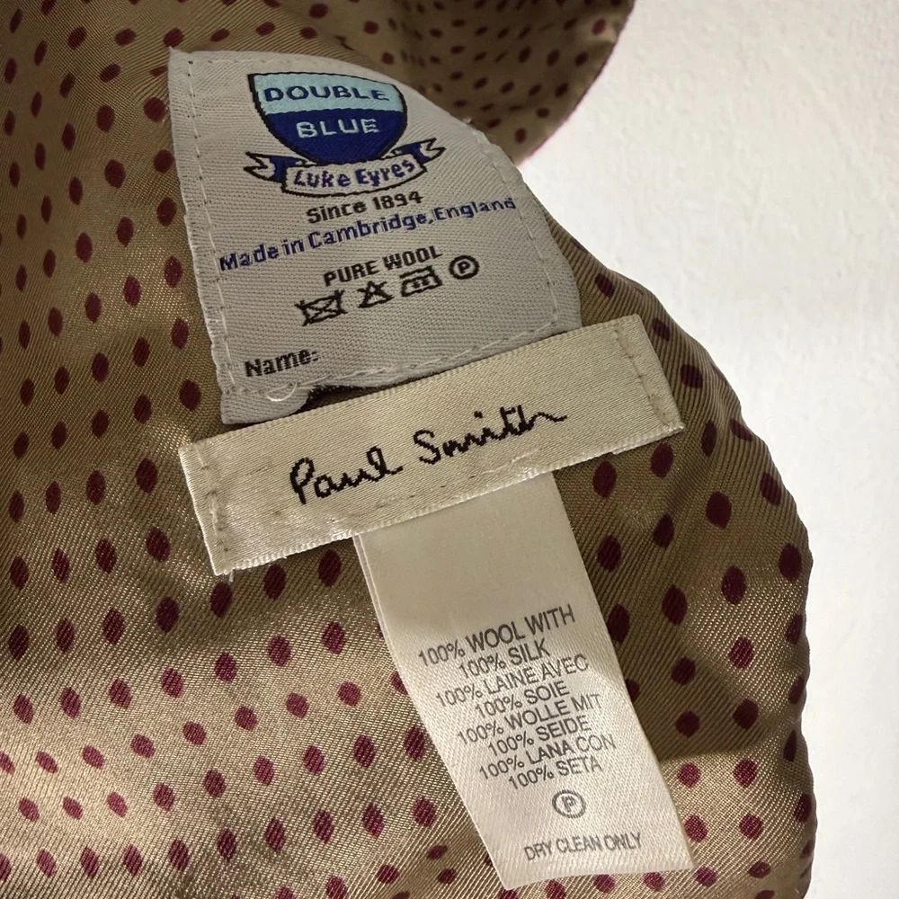 Paul Smith Wool Winter Scarf Silk Inside‎ Burgundy Blue Stripe Rectangle